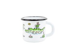 Smaltovaný hrnek ø 7 cm - 0.25 l bílý "krokodýl"