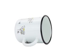 Smaltovaný hrnek ø 8 cm - 0.4 l kónický bílý "kopretina"