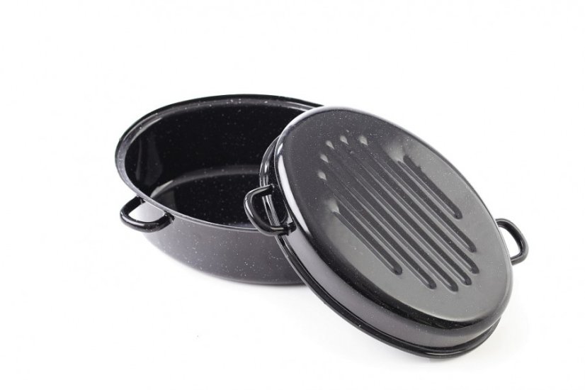 Smaltovaný oválný pekáč 42x33 cm černý