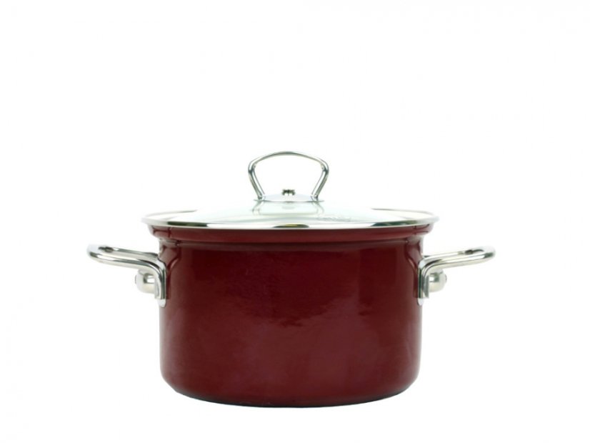 Smaltovaný hrnec s poklicí ø 16 cm - 2 l - ECO-CERAMIC | BELIS - 2 jakost