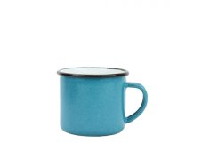 Smaltovaný hrnek ø 8 cm - 0.35 l tyrkysový- FLOWER | BELIS