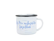Smaltovaný hrnek ø 8 cm - 0.35 l bílý "nejlepší kapitán" v krabičce - ČESKÝ PLECHÁČEK | BELIS