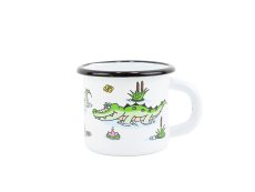 Smaltovaný hrnek ø 7 cm - 0.25 l bílý "krokodýl"