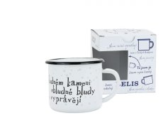 Smaltovaný hrnek ø 8 cm - 0.35 l bílý "kámen" v krabičce - ČESKÝ PLECHÁČEK | BELIS