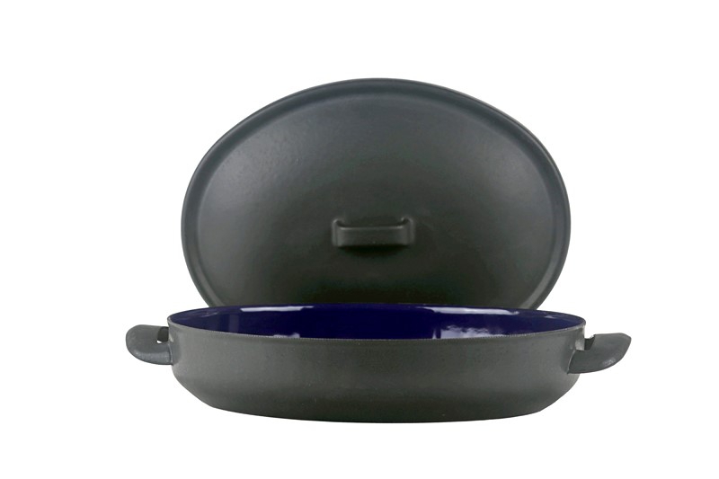 Smaltovaný oválný pekáč s poklicí - nízký 32x24x7 cm - 5 l - BSE | BELIS