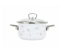 Smaltovaný hrnec se skleněnou poklicí ø 24 cm - 5.5 l - PREMIUM bílý | BELIS