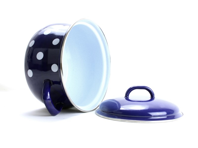 Smaltovaný hrnec s poklicí ø 18 cm - 2.6 l - PUNTÍK modrý | BELIS