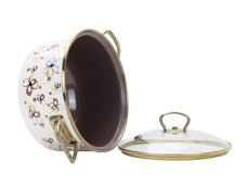 Smaltovaný hrniec so sklenenou pokrievkou ø 16 cm – 1,5 l – PREMIUM krémový | BELIS