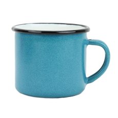 Smaltovaný hrnek ø 8 cm - 0.35 l tyrkysový- FLOWER | BELIS - 2 jakost