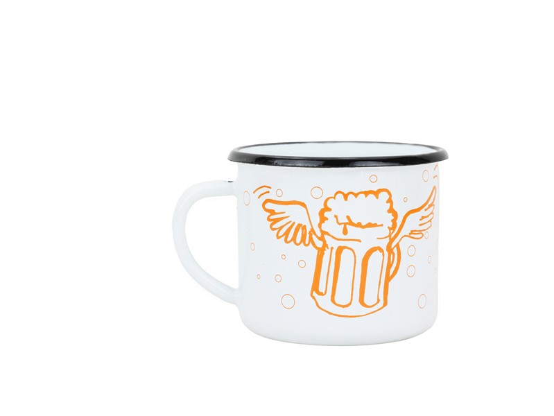 Smaltovaný hrnek ø 8 cm - 0.35 l bílý "pivo" v krabičce - ČESKÝ PLECHÁČEK | BELIS