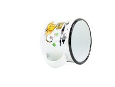 Smaltovaný hrnek ø 8 cm - 0.35 l bílý "lev" - 2 jakost