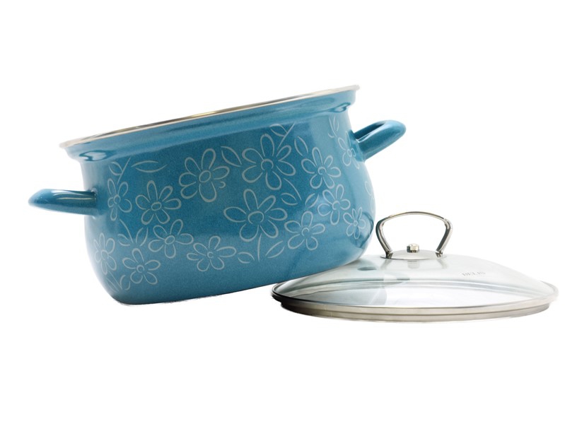 Smaltovaný hrnec se skleněnou poklicí ø 20 cm - 3,6 l - FLOWER | BELIS