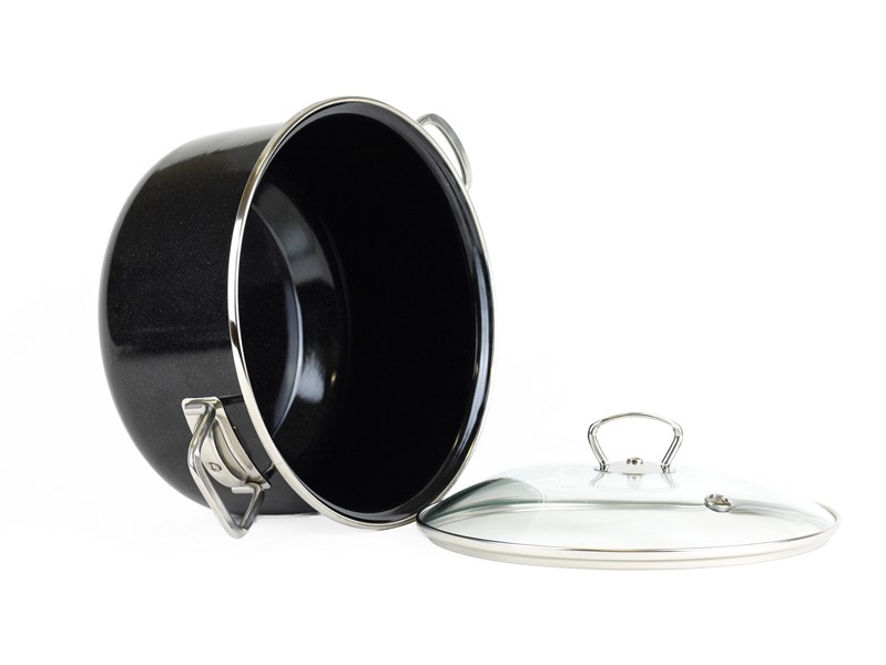 Smaltovaný hrnec se skleněnou poklicí ø 18 cm - 2.2 l - PREMIUM černý | BELIS