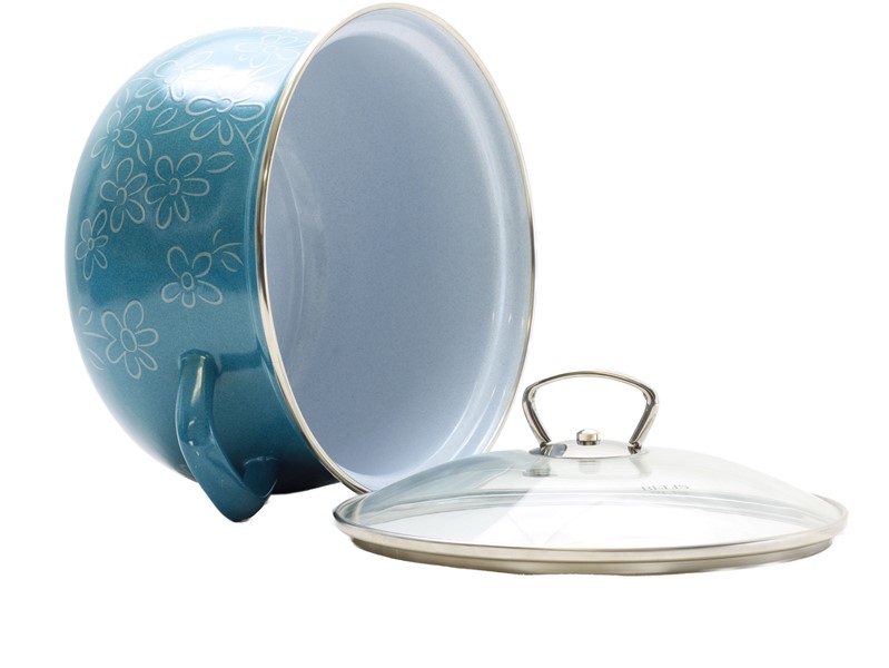 Smaltovaný hrnec se skleněnou poklicí ø 20 cm - 3,6 l - FLOWER | BELIS