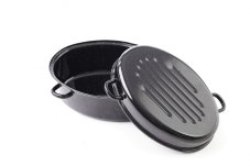 Smaltovaný oválný pekáč 42x33 cm černý