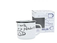 Smaltovaný hrnek ø 8 cm - 0.35 l bílý "ČB/pikador" v krabičce - ČESKÝ PLECHÁČEK | BELIS