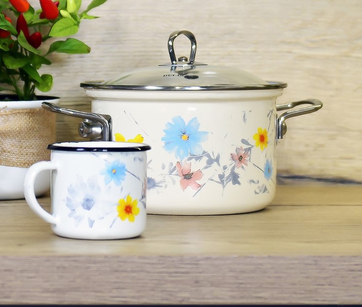 Smaltovaný hrnek ø 8 cm - 0.35 l bílý - MEADOW | BELIS