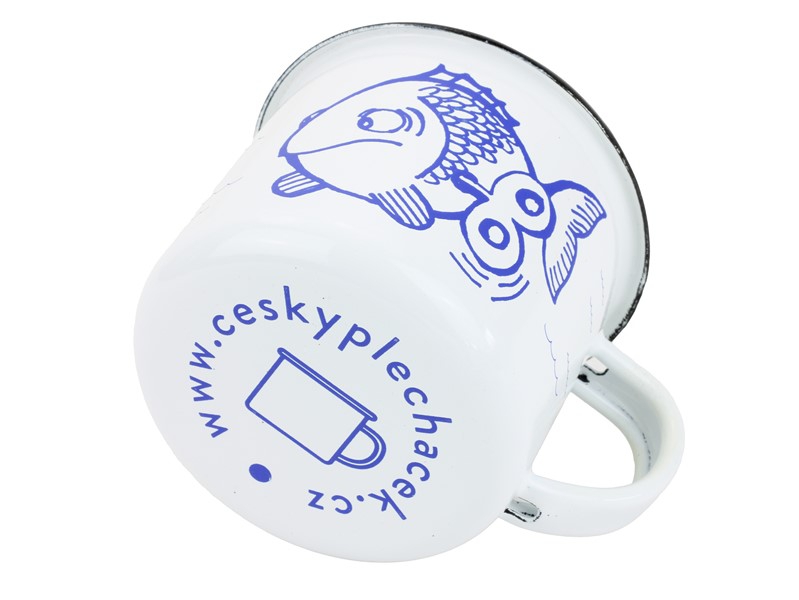 Smaltovaný hrnek ø 8 cm - 0.35 l bílý "rybka" v krabičce - ČESKÝ PLECHÁČEK | BELIS