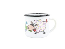 Smaltovaný hrnek ø 8 cm - 0.35 l bílý "ovečka"