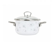 Smaltovaný hrnec se skleněnou poklicí ø 24 cm - 5.5 l - PREMIUM bílý | BELIS