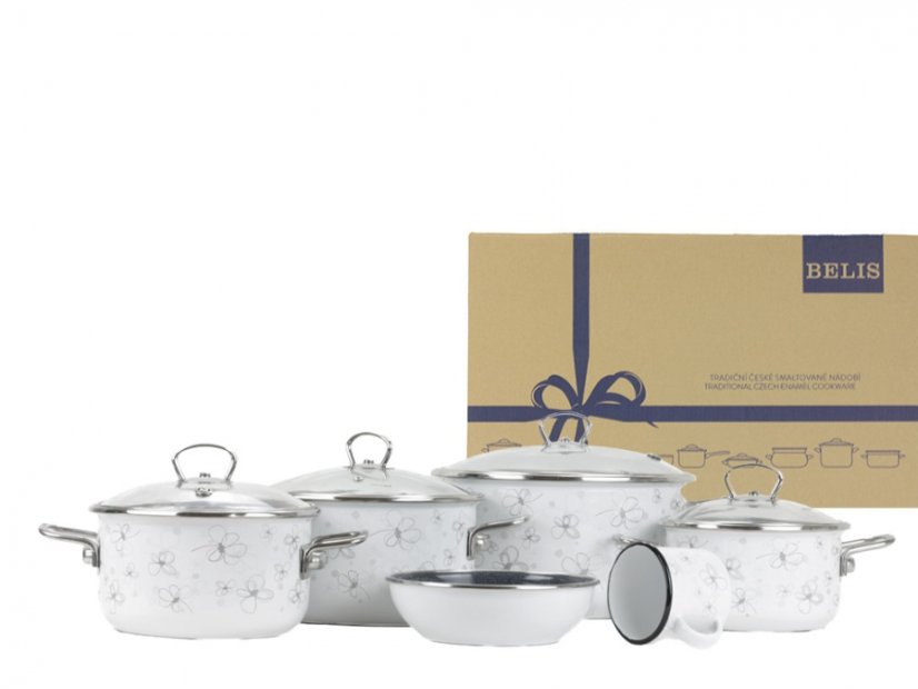 Smaltovaná sada nádobí 10-dílná - PREMIUM bílý | BELIS