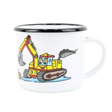 Smaltovaný hrnek ø 8 cm - 0.35 l bílý "bagr"