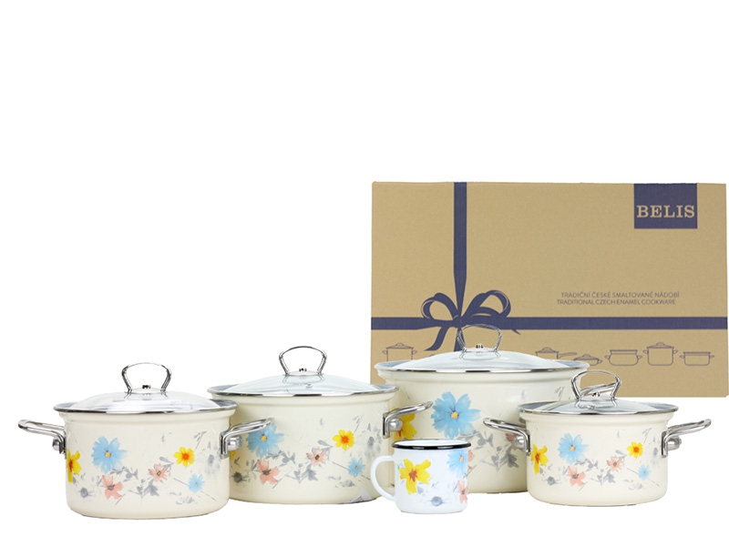 Smaltovaná sada nádobí 9-dílná - MEADOW | BELIS