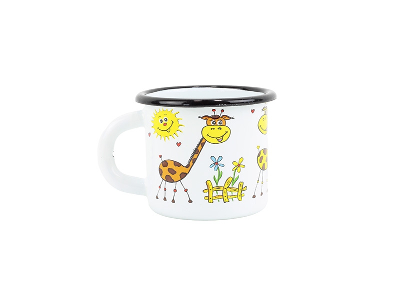 Smaltovaný hrnek ø 7 cm - 0.25 l bílý "žirafa"