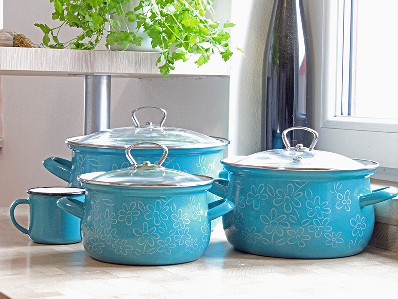 Smaltovaný hrnec se skleněnou poklicí ø 20 cm - 3,6 l - FLOWER | BELIS