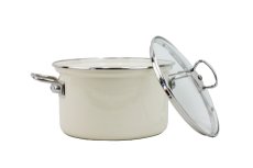 Smaltovaný hrnec se skleněnou poklicí ø 18 cm - 2,6 l - ECO-CERAMIC krémový | BELIS