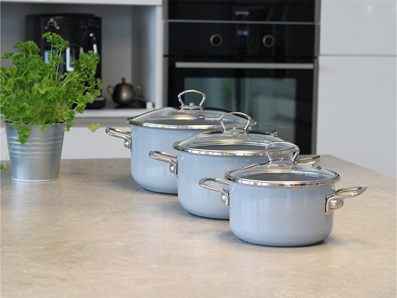 Smaltovaný hrnec se skleněnou poklicí ø 24 cm - 5.5 l - PREMIUM šedý | BELIS