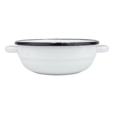 Smaltovaná selská mísa s uchy ø 14 cm bílá