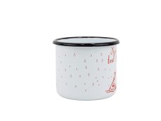 Smaltovaný hrnek ø 8 cm - 0.35 l bílý "hasiči/žízeň" v krabičce - ČESKÝ PLECHÁČEK | BELIS