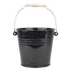 Smaltované vědro s dřevěnou rukojetí černé ø 28 cm 10 l | VEF