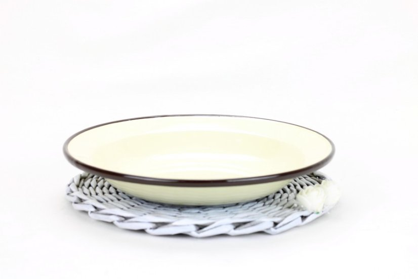 Smaltovaný talíř ø 24.5 cm - 0.8 l krémový