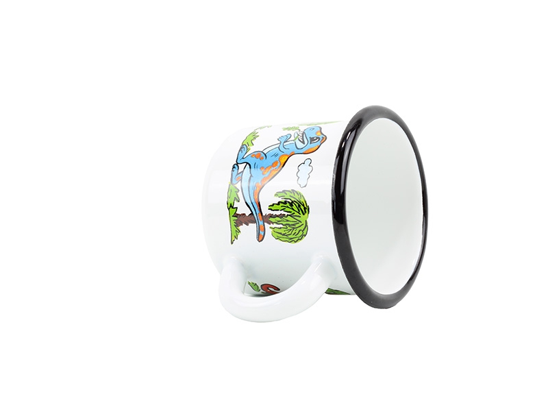 Smaltovaný hrnek ø 7 cm - 0.25 l bílý "dino"