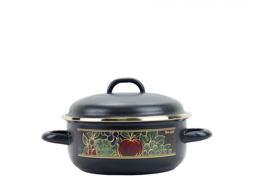Smaltovaný rendlík se skleněnou poklicí ø 16 cm - 1.25 l - GOLD | BELIS