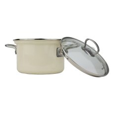 Smaltovaný hrnec se skleněnou poklicí ø 16 cm - 2 l - ECO CERAMIC krémový | BELIS