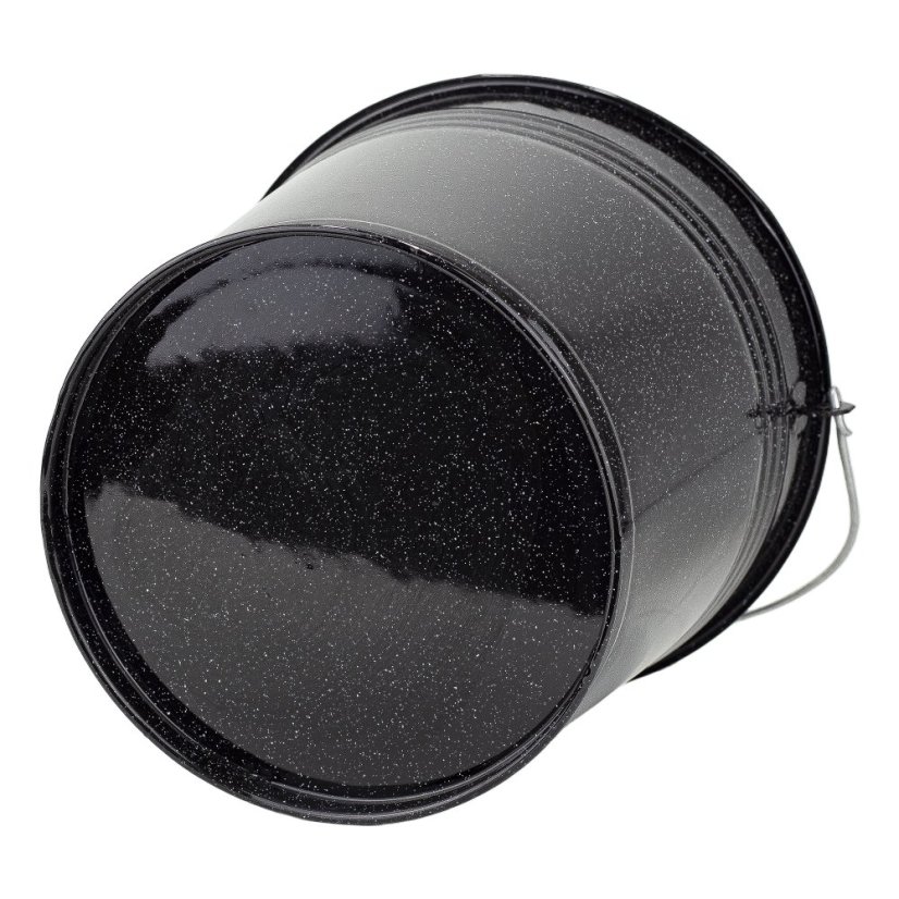 Smaltované vědro s dřevěnou rukojetí černé ø 28 cm 10 l | VEF