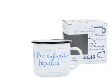 Smaltovaný hrnek ø 8 cm - 0.35 l bílý "nejlepší kapitán" v krabičce - ČESKÝ PLECHÁČEK | BELIS