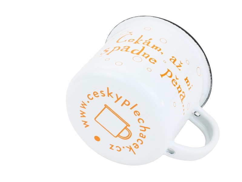 Smaltovaný hrnek ø 8 cm - 0.35 l bílý "pěna" v krabičce - ČESKÝ PLECHÁČEK | BELIS