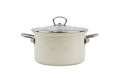 Smaltovaný hrnec se skleněnou poklicí ø 20 cm - 3,6 l - ECO-CERAMIC krémový | BELIS