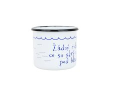 Smaltovaný hrnek ø 8 cm - 0.35 l bílý "voda" v krabičce - ČESKÝ PLECHÁČEK | BELIS