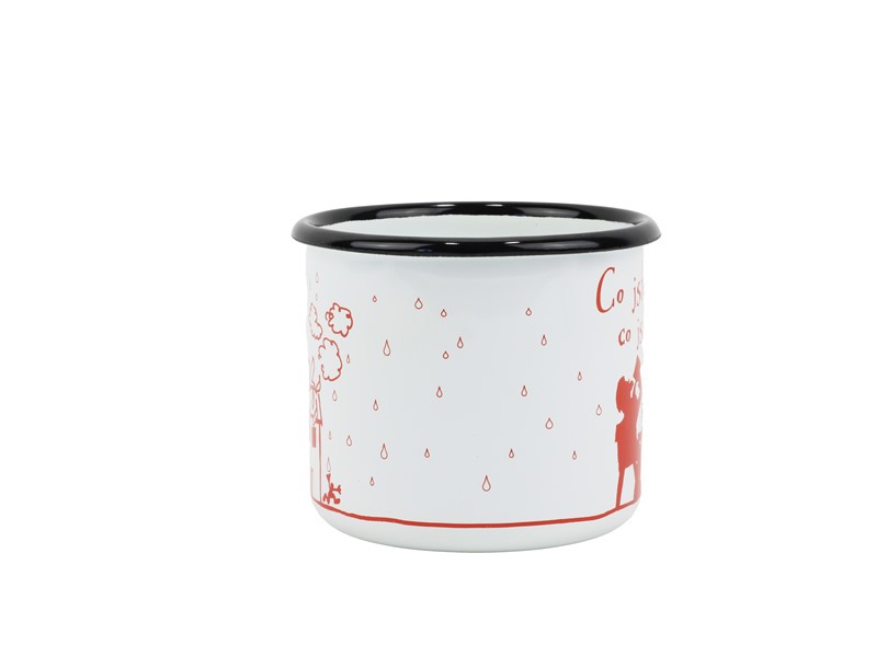 Smaltovaný hrnek ø 8 cm - 0.35 l bílý "hasiči/co jste hasiči" v krabičce - ČESKÝ PLECHÁČEK | BELIS