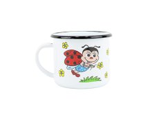 Smaltovaný hrnek ø 8 cm - 0.35 l bílý "beruška" - 2 jakost