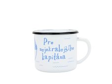 Smaltovaný hrnek ø 8 cm - 0.35 l bílý "nejožralejší kapitán" v krabičce - ČESKÝ PLECHÁČEK | BELIS