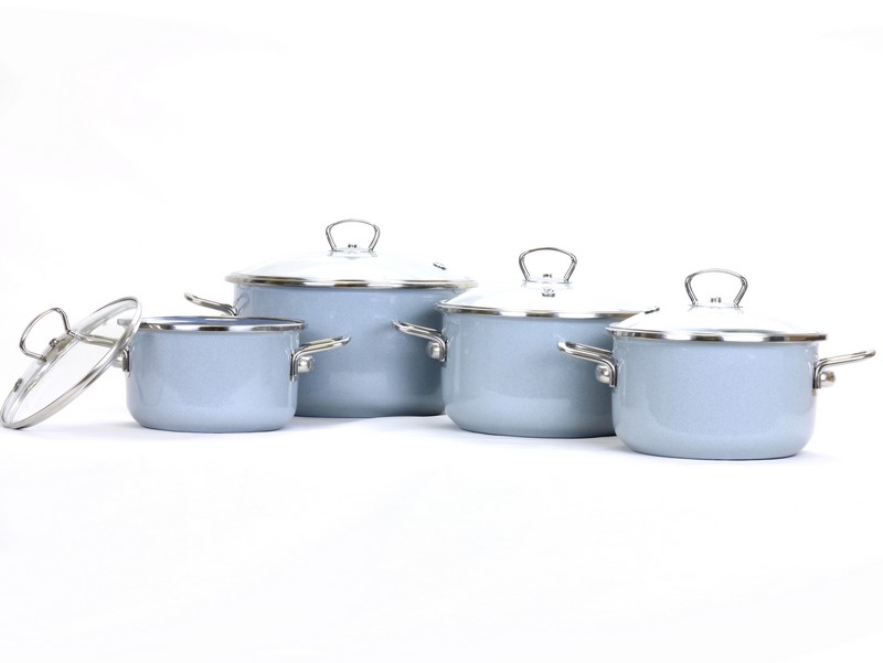 Smaltovaný hrnec se skleněnou poklicí ø 24 cm - 5.5 l - PREMIUM šedý | BELIS