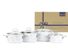 Smaltovaná sada nádobí 8-dílná - PREMIUM bílý | BELIS