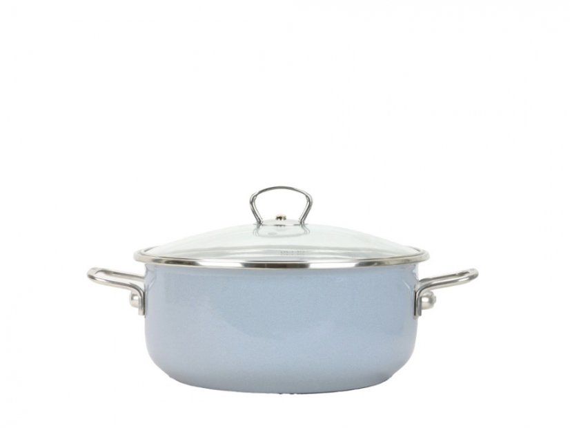 Smaltovaný rendlík se skleněnou poklicí ø 24 cm - 4 l - PREMIUM šedý | BELIS