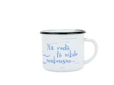 Smaltovaný hrnek ø 8 cm - 0.35 l bílý "vodák/voda" v krabičce - ČESKÝ PLECHÁČEK | BELIS